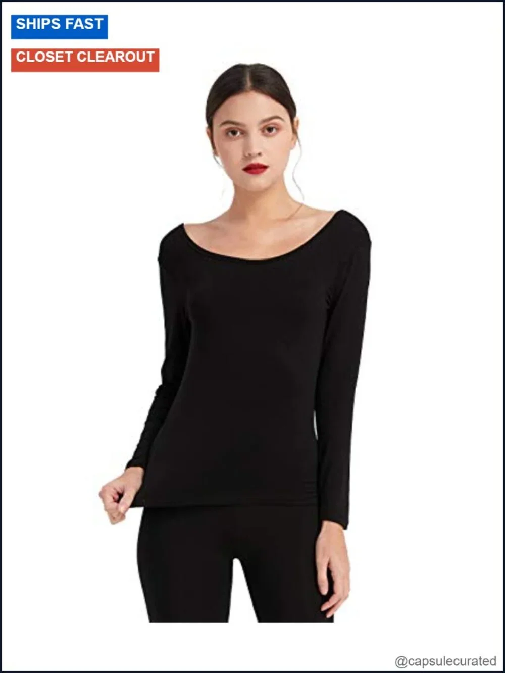 Ultrathin Modal Thermal Baselayer Top Scoop Neck Long Sleeve Undershirt